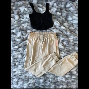 Lightweight Thin Jogger with Single Side Pocket in Khaki-Size L